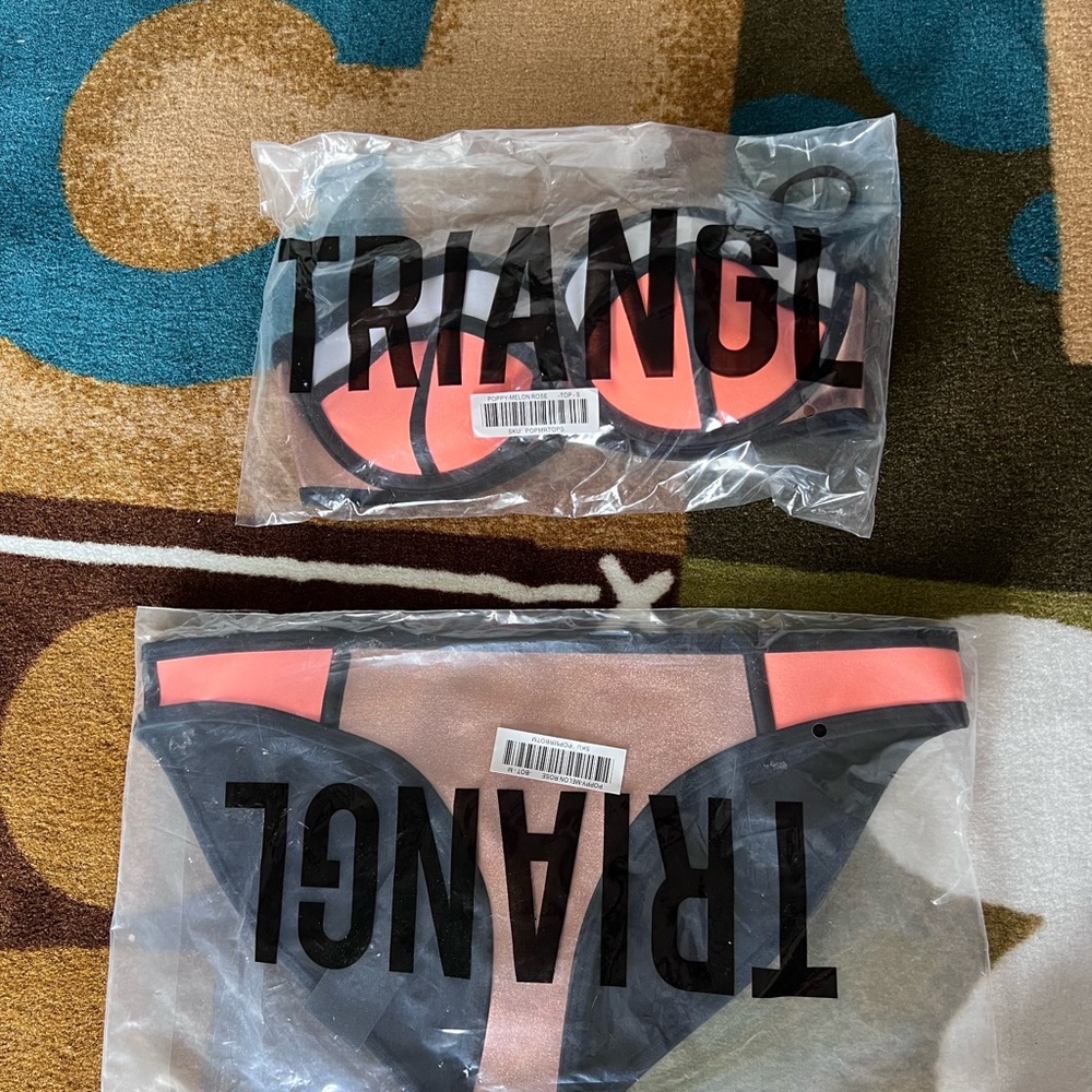 Triangl Swimwear Black and Coral colorblock bikini